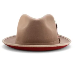 2 ¼" Brim Wool Felt Dress Hat With Feather Accent Tan With Red Bottom -Gentri Store H 74Tan Redfront 1024x1024 2x bd7b76a3 4b37 4d83 940e 155eb514ec2e