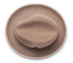 2 ¼" Brim Wool Felt Dress Hat With Feather Accent Tan With Red Bottom -Gentri Store H 74Tan Redtop 1024x1024 2x 50558800 7440 46ae 955d 911fb4d3cc97