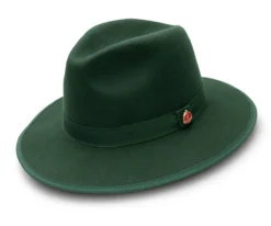 Hunter Green 3 ⅛" Brim Wool Felt Hat With Red Bottom