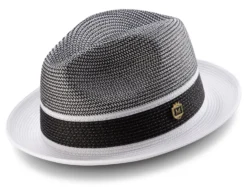 Men's Braided Two Tone Pinch Fedora Hat In White