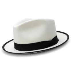 (M)White 2 ½" Wide Brim Wool Felt Hat