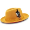 Gold 2 ¾" Brim Red Bottom Wool Felt Dress Hat