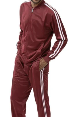 Men's Casual Jogging Set 2 Piece In Burgundy