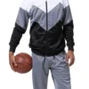 Men's Track Suit Chevron Design In Gray & Black