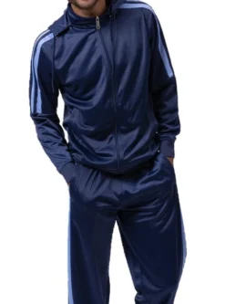 Men's Track Suit With Detachable Hood In Navy