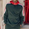 Men's Track Suit With Hood In Hunter Green
