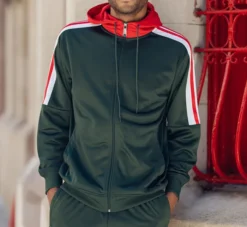 Men's Track Suit With Hood In Hunter Green