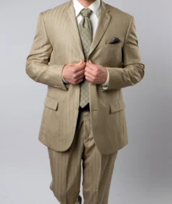 Regular Fit 2 Piece Suit Tone On Tone Stripe In New Gold