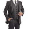 Steel 3 Piece Modern Fit Suit 2 Button V-Neck Vest
