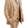 Wheat 3 Piece Modern Fit Suit 2 Button V-Neck Vest