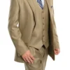Stone Khaki 3 Piece Modern Fit Suit 2 Button V-Neck Vest