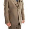 Dark Tan 3 Piece Modern Fit Suit 2 Button V-Neck Vest