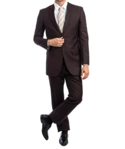 Bacchus Collection - Regular Fit Suit 2 Button 2 Piece In Chocolate