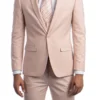 Blush Solid Color 3 Piece Slim Fit Suit 1 Button Peak Lapel