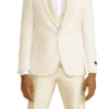 Ivory Slim Fit Tuxedo 4 Piece With Satin Shawl Collar Beveled Designed Vest