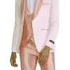 Rose Gold Pink Slim Fit Tuxedo 4 Piece With Satin Shawl Collar Beveled Designed Vest