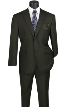 Olive Modern Fit 2 Piece Suit Textured Solid With Peak Lapel -Gentri Store M2TR OLIVE JPG 800x1200 full