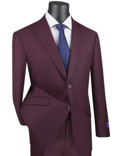 Maroon Modern Fit 2 Piece Suit Textured Solid With Peak Lapel