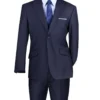 Navy Modern Fit 2 Piece Suit Textured Solid With Peak Lapel