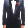 Empire Collection - Velvet Regular Fit Vintage Floral Blazer In Navy