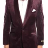 Empire Collection - Velvet Regular Fit Vintage Floral Blazer In Plum