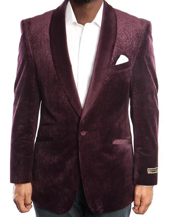 Empire Collection - Velvet Regular Fit Vintage Floral Blazer In Plum 1 Empire Collection - Velvet Regular Fit Vintage Floral Blazer In Plum