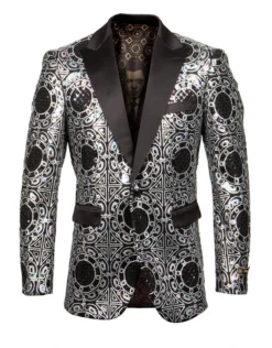 Empire Collection - Silver Slim Fit Peak Lapel Sports Coat