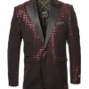 Empire Collection - Red Sequin Texture Design Sports Coat Slim Fit