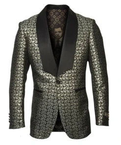 Empire Collection - Gold Paisley Pattern Shawl Collar Sports Coat Slim Fit
