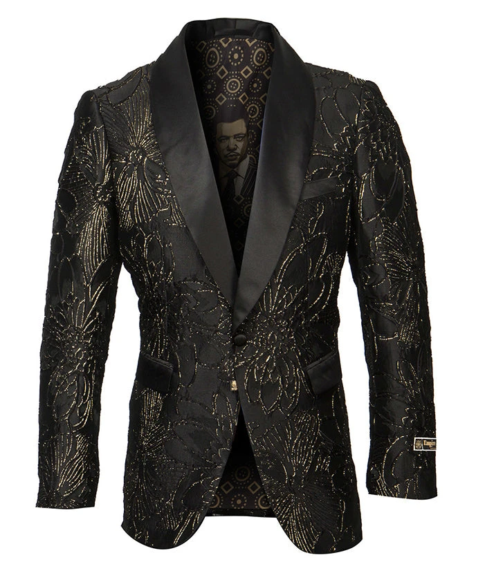 Empire Collection - Floral Pattern Shawl Collar Sports Coat Slim Fit 1 Empire Collection - Floral Pattern Shawl Collar Sports Coat Slim Fit