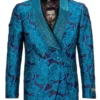 Empire Collection - Turquoise Slim Fit Dinner Jacket Double Breasted Blazer