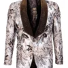 Empire Collection - Tan Slim Fit Formal Dinner Show Blazer With Shawl Lapel