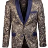 Empire Collection - Slim Fit Formal Dinner Show Blazer In Gold/Navy
