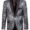 Empire Collection - Slim Fit Formal Dinner Show Blazer In Silver/Black