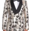 Empire Collection - Slim Fit Floral Pattern Double Breasted Blazer