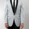 Sliver Slim Fit Floral Pattern Blazer Satin Shawl Collar