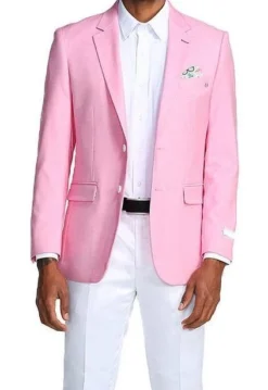 Slim Fit Blazer 2 Button In Solid Pink
