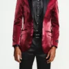 Slim Fit Shine Blazer 1 Button With Satin Peak Lapel In Burgundy