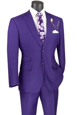 Catania Collection - Modern Fit Windowpane Suit 2 Piece In Purple