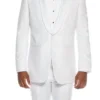 White Slim Fit 2 Piece Tuxedo With Satin Shawl Lapel