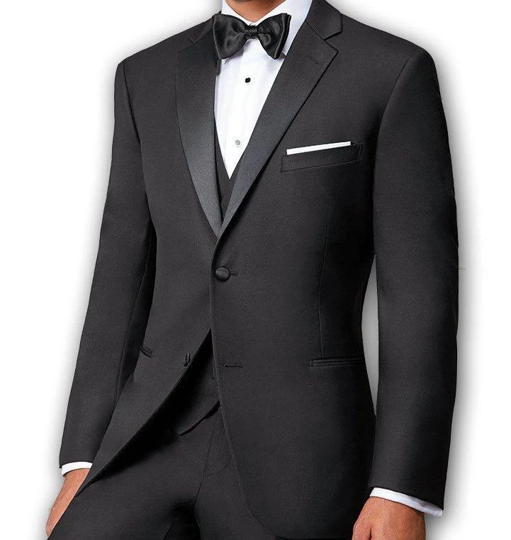 Regular Fit Black 2 Piece Tuxedo With Satin Lapel 1 Regular Fit Black 2 Piece Tuxedo With Satin Lapel