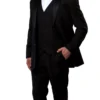 Solid Black Modern Fit Tuxedo 3 Piece With 6 Button Vest