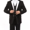 Black Modern Fit Tuxedo 3 Piece With White Lapel 6 Button Vest