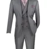 Charcoal Modern Fit 3 Piece Suit With Vest And Adjustable Waist Band Pants