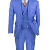 French Blue Modern Fit 3 Piece Suit With Vest And Adjustable Waist Band Pants