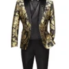 Black Gold Modern Fit 3 Piece Suit With Matching Bow Tie