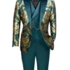 Emerald Gold Modern Fit 3 Piece Suit With Matching Bow Tie