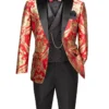 Red Gold Modern Fit 3 Piece Suit With Matching Bow Tie