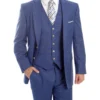 Modern Fit 3 Piece Fine Wool Suit Windowpane Blue