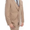 Modern Fit 3 Piece Fine Wool Suit Windowpane Tan